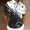 Men's Shirt Polo Casual Zip Short Sleeve Fashion Casual Zipper Summer Spring Regular Fit 3D Print Shirt
