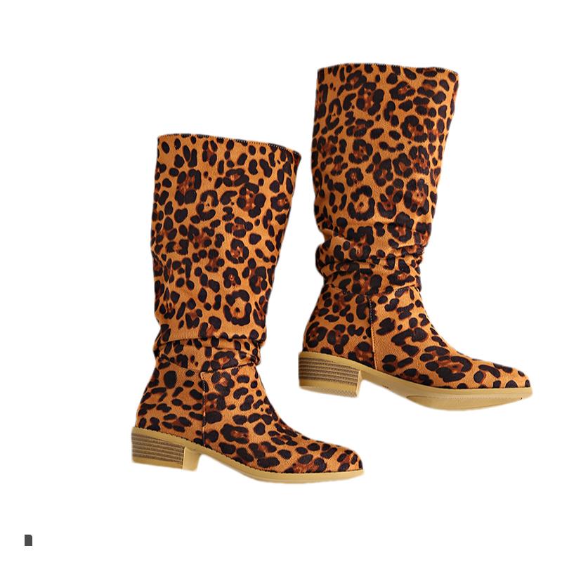 Модные леопардовые высокие сапоги для женщин, сексуальные туфли с острым носком, женские трендовые ботинки челси 2024 года, готические зимние женские мотоциклетные сапоги