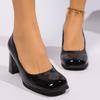 Туфли-лодочки женские из лакированной кожи 2025 Elegan Office Black High Heels Shoes Woman Shallow Mouth Square Toe Pumps Female Heels
