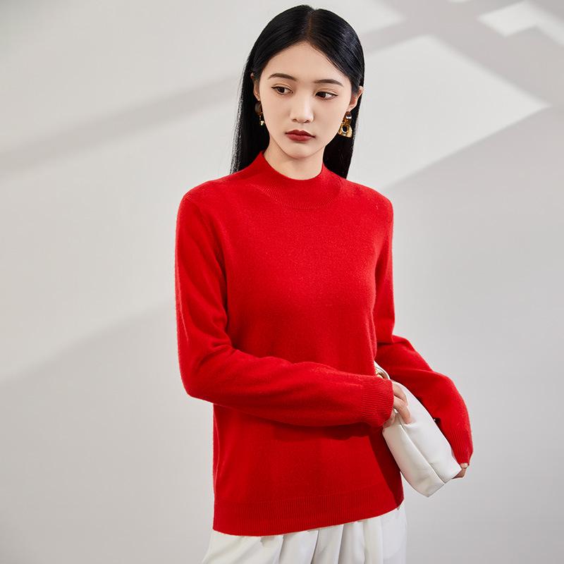 2024 Women's Half-High Collar Loose Cashmere Sweater, Slimming Knit Pullover