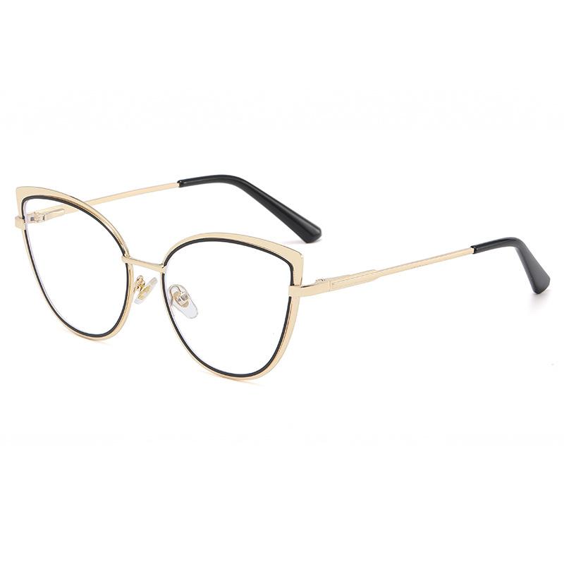 8327 Новые персонализированные очки Cat Eye Spring Foot Metal Frame 2022 Модные унисекс Anti-Blue Flat Glasses