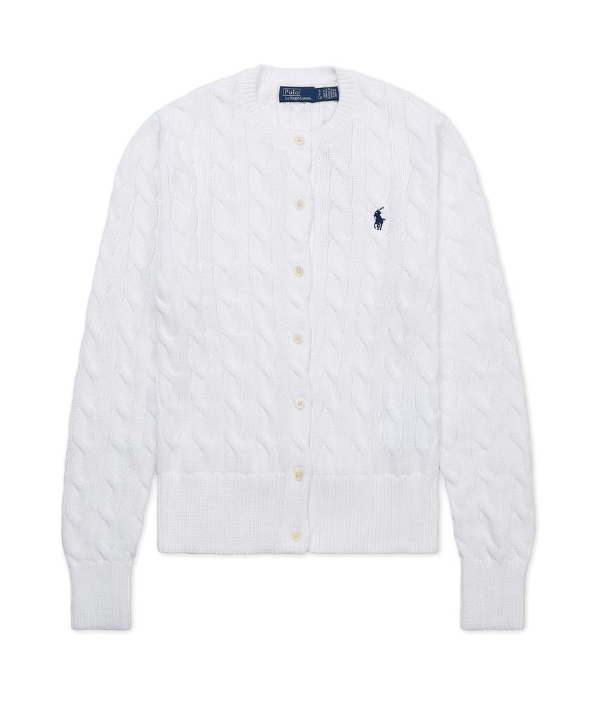 Polo Ralph Lauren Cable Knit Cotton Crew Neck Cardigan - White