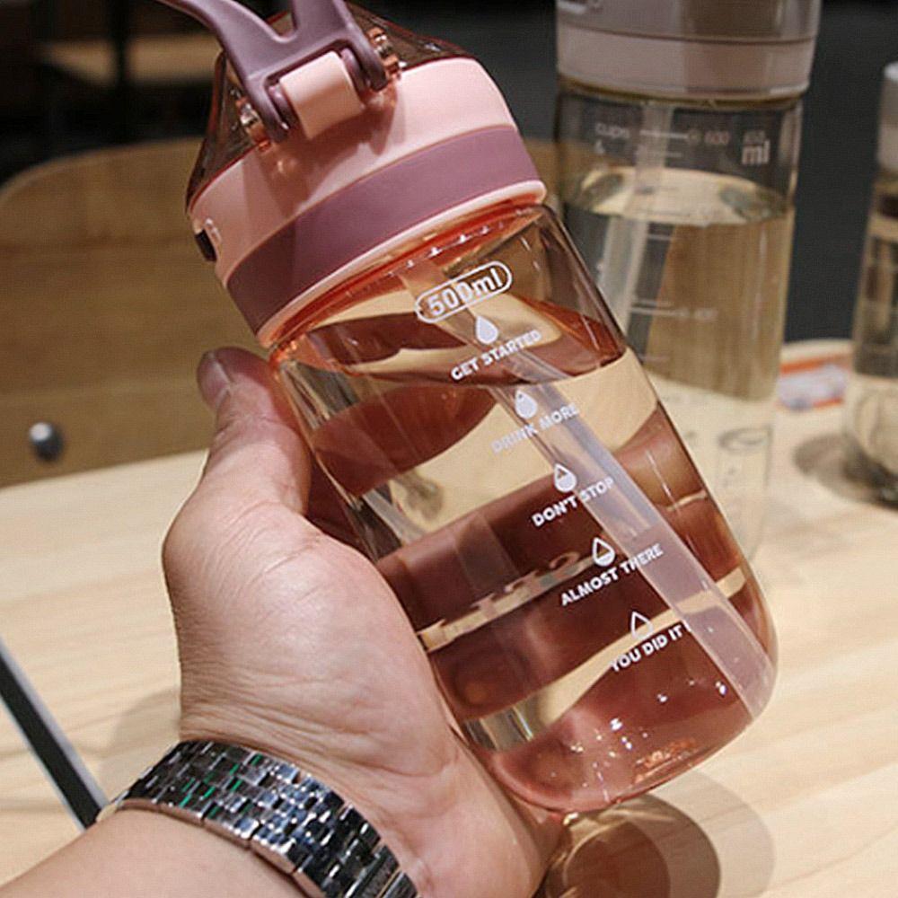 500/650ML Student School with Straw Sports Water Cup Water Bottle Multicolor Plastic Bottle