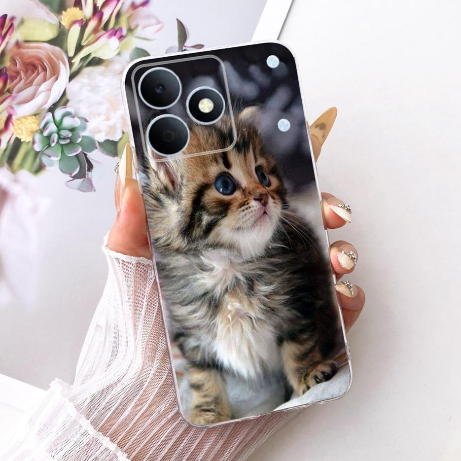 Чехол для Realme Note 80 4G RMX5388 Милый Кот Цветы Рисованный Чехол Мягкий Силиконовый Чехол Для Realme Note 80 Note80 Задняя Крышка Fundas