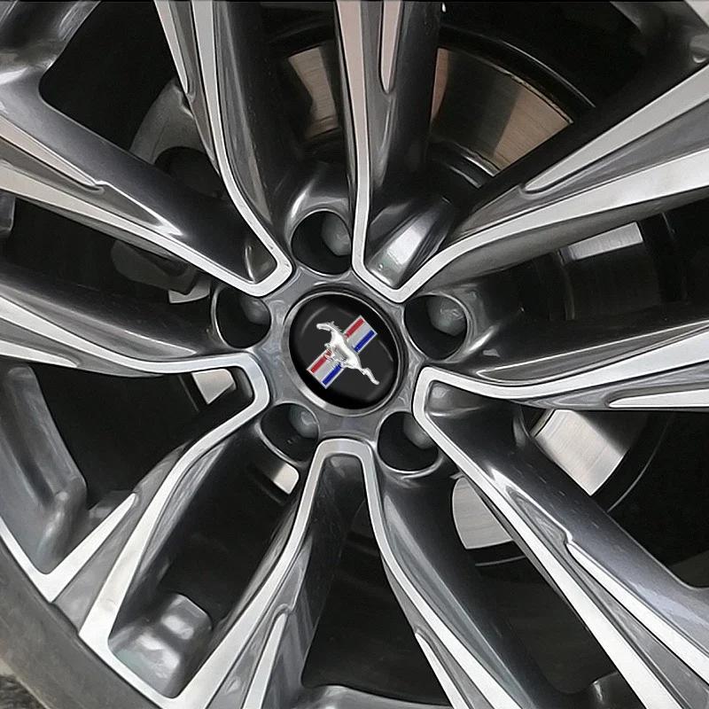 New 2026 Car Sticker For Ford 4Pcs Car styling 56mm Car Tyre Wheel Center Hub Cap Badge sticker For Ford Mustang FIESTA Focus Sh