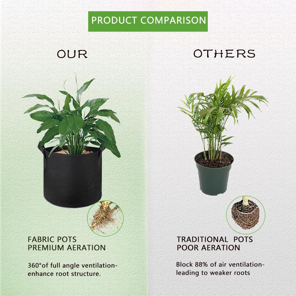 10 упаковок пакетов для выращивания растений 5 галлонов из нетканого материала, дышащие садовые пакеты для выращивания картофеля и грибов