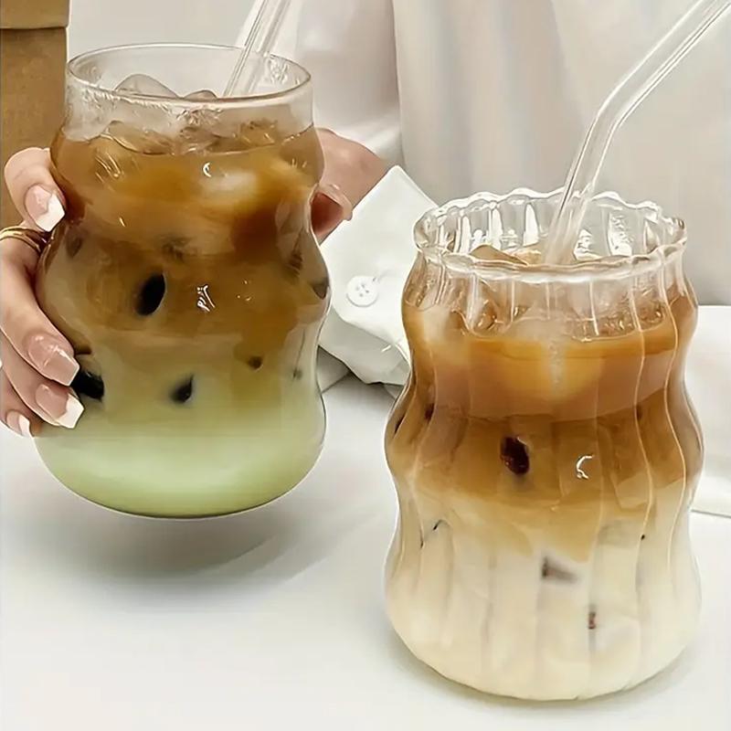 1 шт., стеклянная чашка для чая с молоком, Ins Style, чашка в форме облака, пухлая спиральная чашка, нестандартная форма, стеклянная чашка для кофе, чашка для холодных напитков из боросиликатного стекла