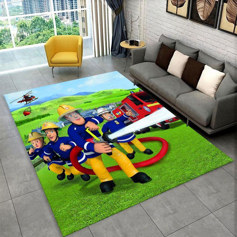 Cartoon Fireman Sam Non-Slip Area Rug for Living Room,Bedroom,Playroom,Soft Carpet Floor Mat Home Decor Rug Room Gift