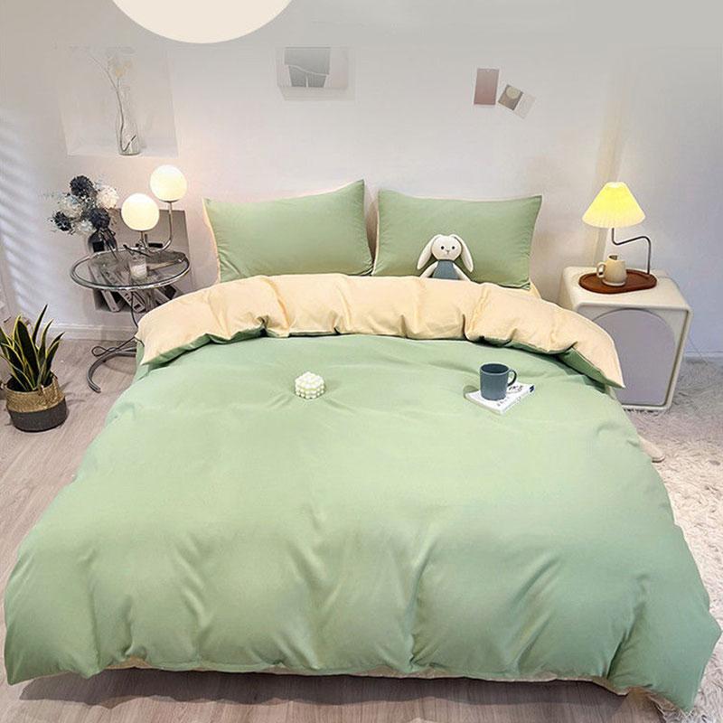 3/4pcs/set Double Solid Color Quilt Cover Four Piece Set Student Dormitory 1.2m Bedding Three Piece Set Double Bed Comfortable Sheet Home Textile