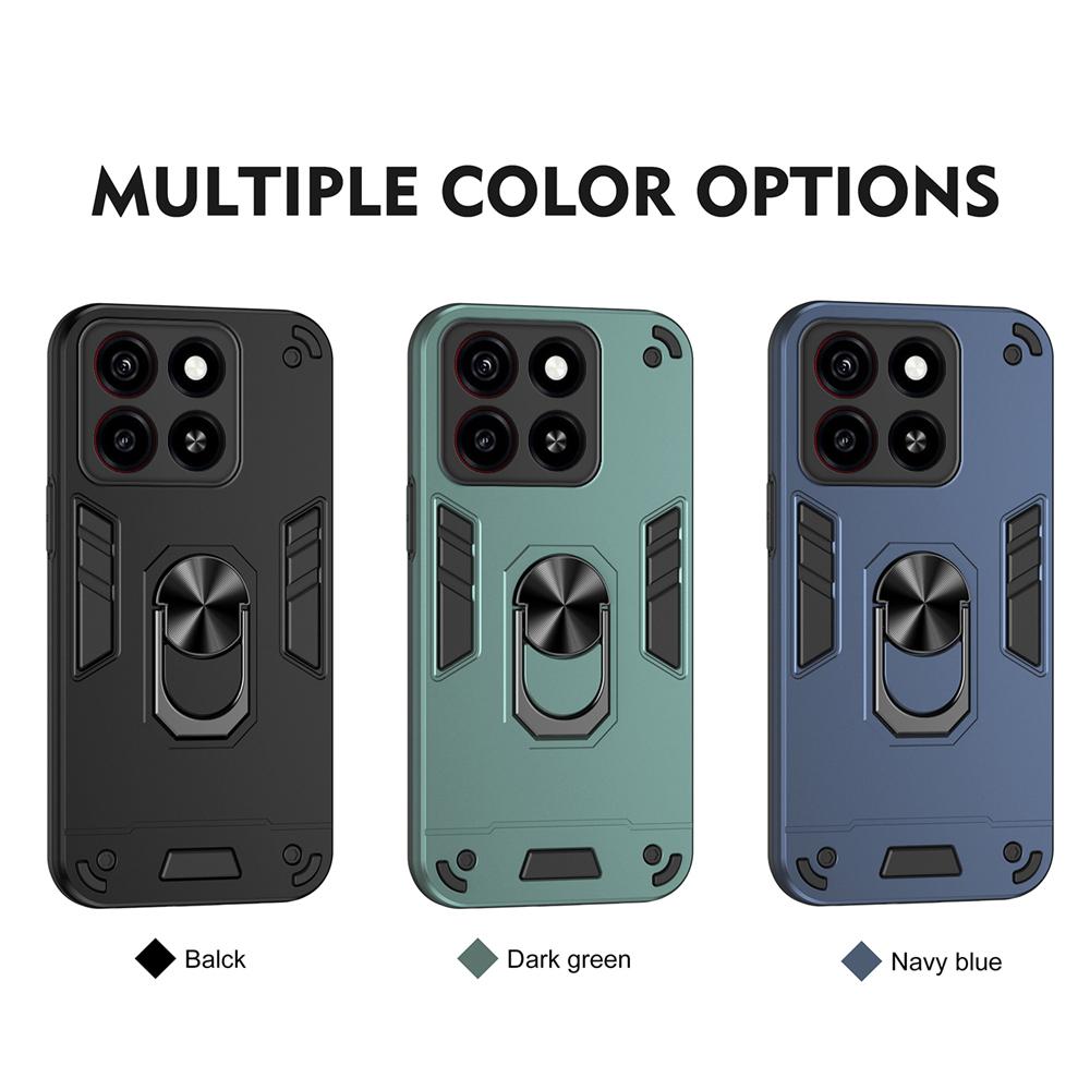 KEYSION Shockproof Armor Case for ZTE Blade A55 A35 Silicone+PC Camera Protection Ring Stand Phone Cover for ZTE Blade A35 A55