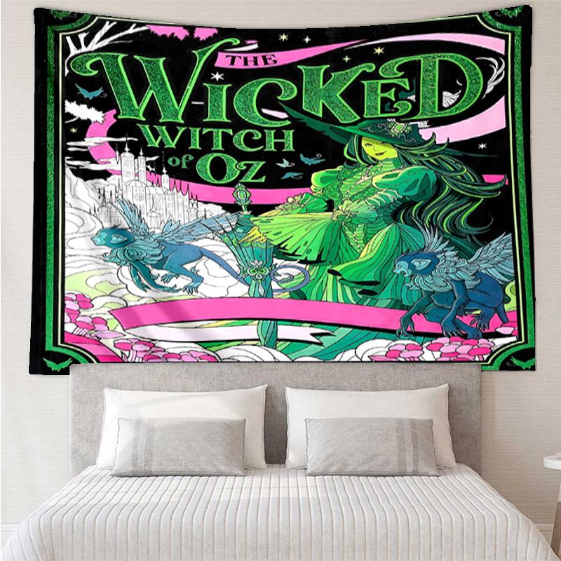 Wicked Print Tapestry, Backdrop, Easy Setup, Ideal for Bedroom, Office & Living Room, with Aesthetic Wall Hanging Decor.