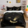 Cosmic Moon and Star Black Bedding Set Bedding set (1 duvet cover, 2 pillowcases, duvet not included)