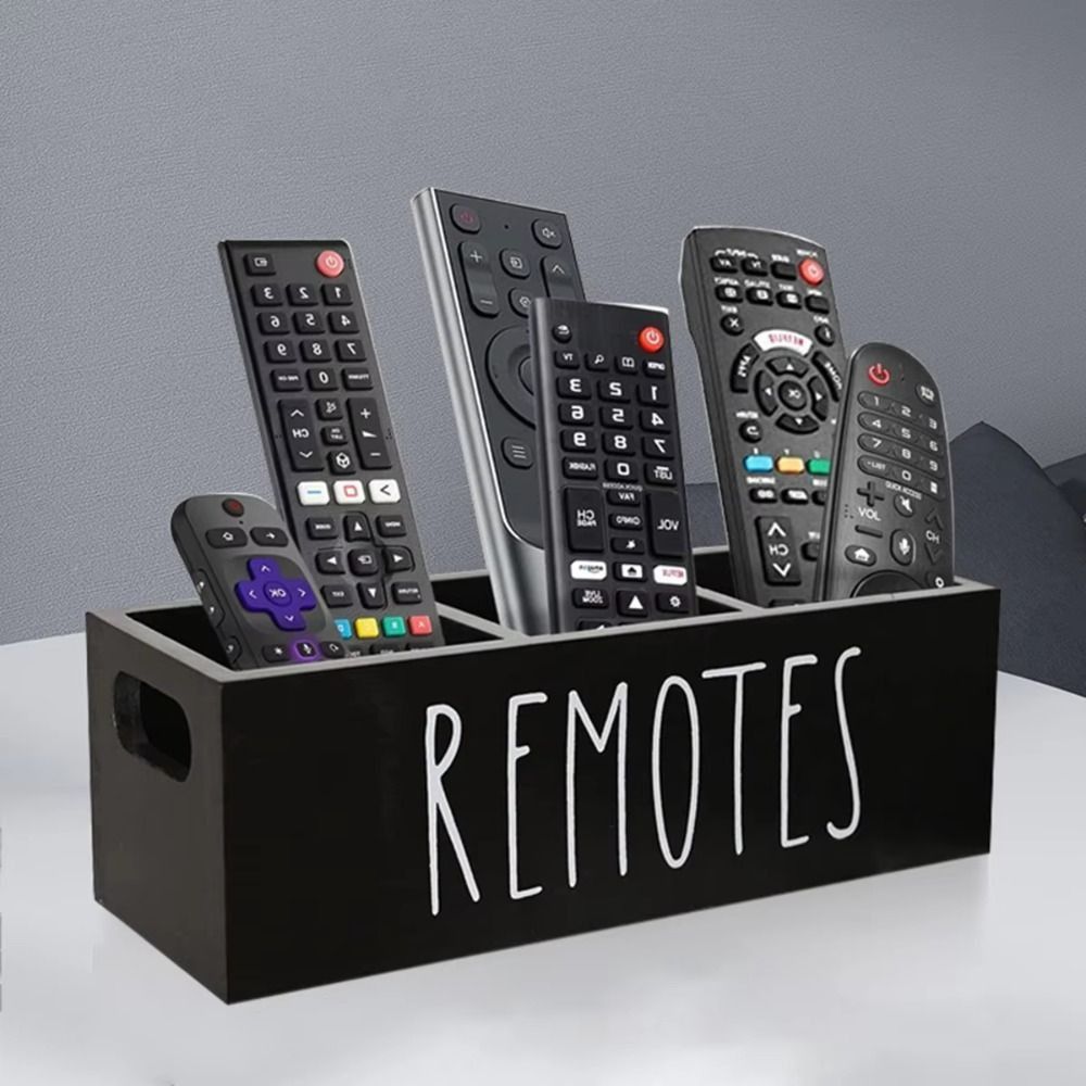 with Handle Remote Control Storage Rack Solid Wood Pencils Holder Tray Desktop Storage Box  Bedroom