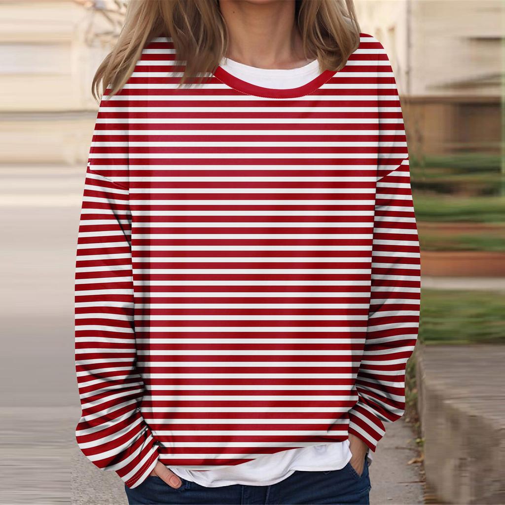 Женская повседневная модная винтажная печатная толстовка с длинным рукавом и круглым вырезом, многослойный пуловер