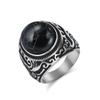 2025 Vintage Carved Tiger Eye Stone Ring, Men's Personalized Black and White Turquoise Ring, Fashionable Jewelry
