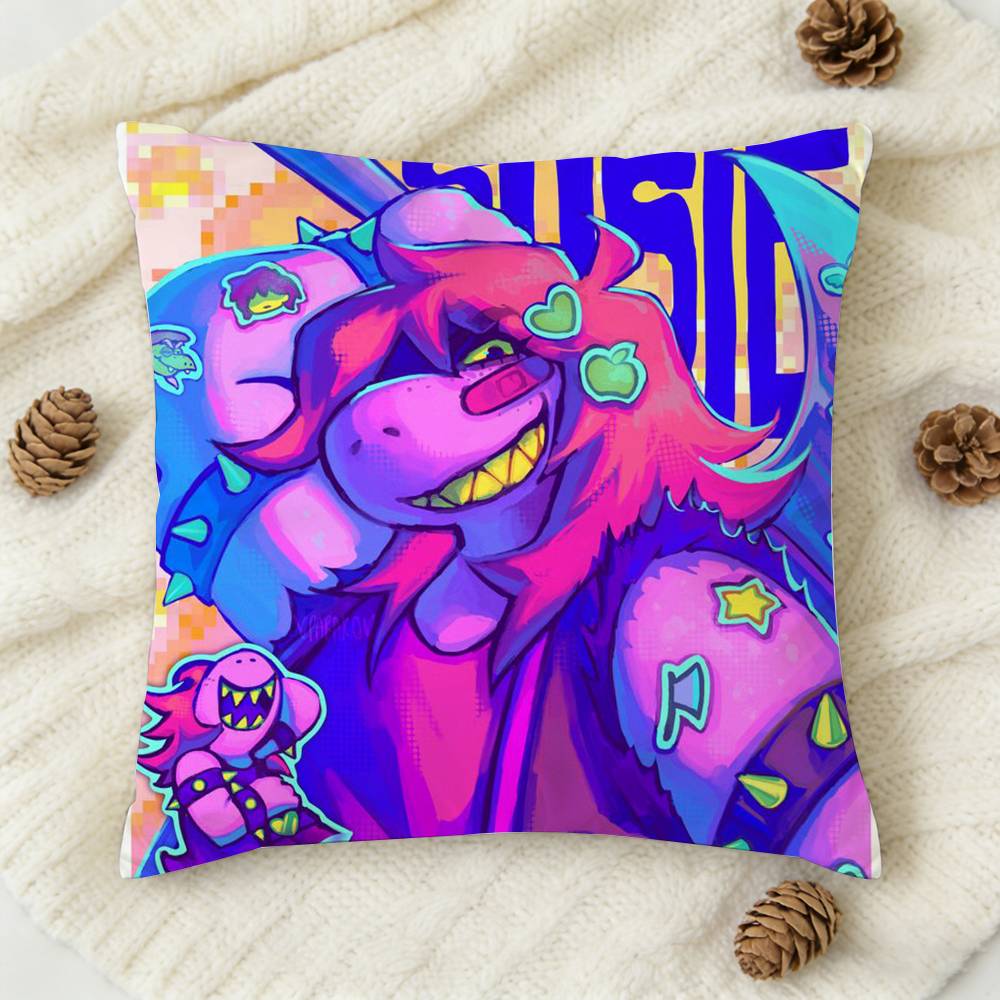 DDeltarune SSusie Doublesided Printed Square Decorative Cushion Cover for Sofa Living Room Home Decor