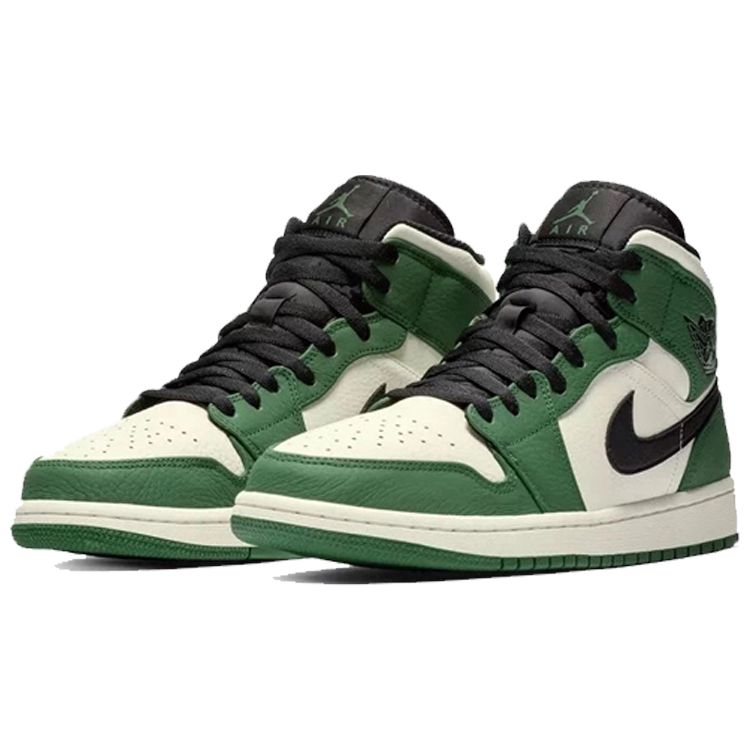 Мужские кроссовки Air Jordan 1 Mid Pine Green Sail-Black 852542-301
