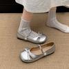 Fashion Silver French Ballet Light Mouth Flat Sole Shoes Women's 2025 New Spring Bow Mary Jane Shoes