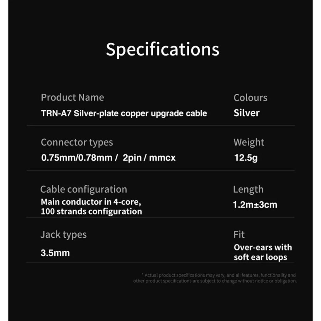 TRN Кабель A7 посеребренный кабель HIFI наушники MMCX/2Pin разъем используется для TRN V10/V20/V60 V90 TRN VX PROTA1 MT1 для KZ