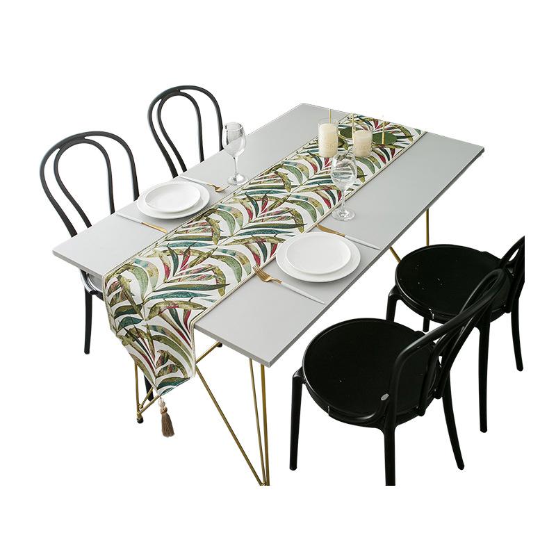 Table Flag Yarn-Dyed Colored Leaves Chenille Large Tassel Household Tablecloth Polyester Tablecloth Fresh Table Flag Bed Flag