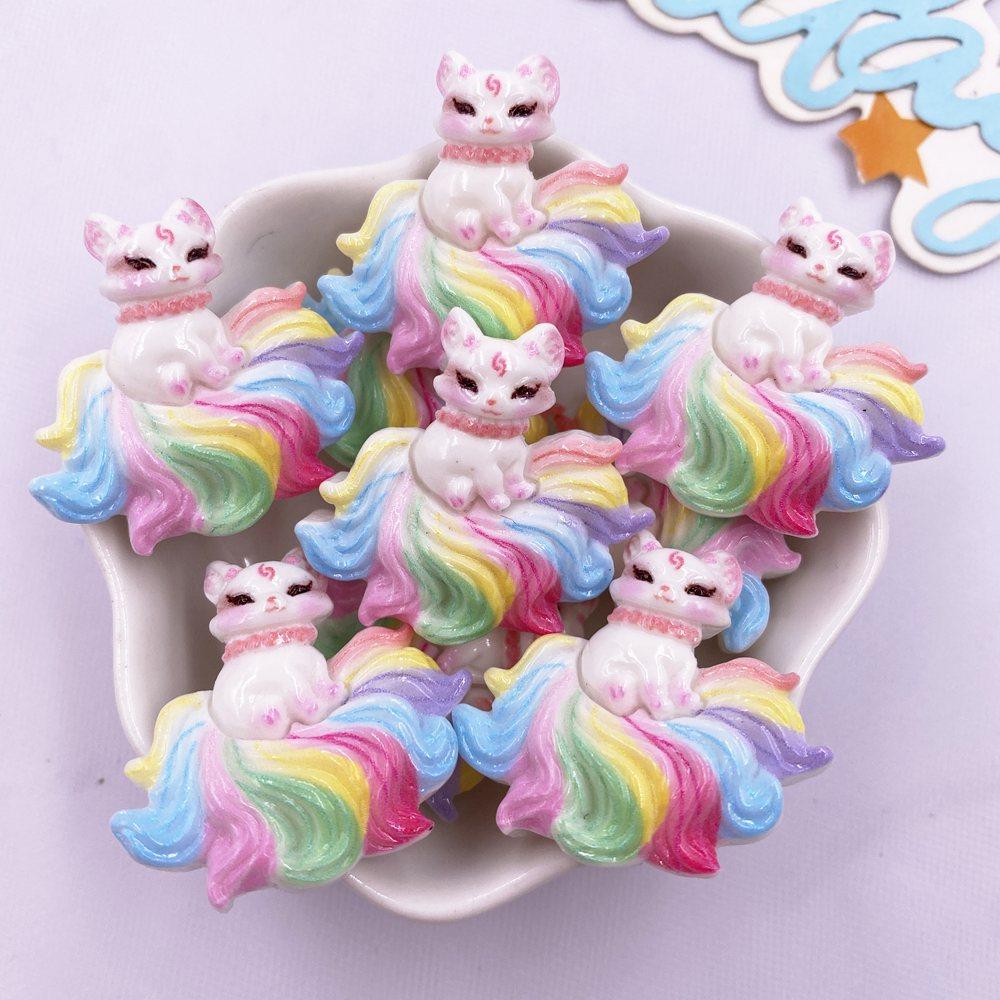 8 ШТ. Смола Милая Красочная Мультяшная Фигурка Семихвостого Лиса Плоская Спинка Камень Животные Скрапбукинг DIY Ювелирные Изделия Декор Ремесла Аксессуары