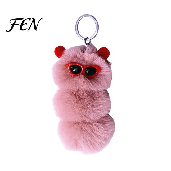 Soft Plush Keychain Sunglasses Caterpillar Keychain, Stuffed Keyring Pendant for Bags & Car Keys, Decorative Backpack Purse Accessory