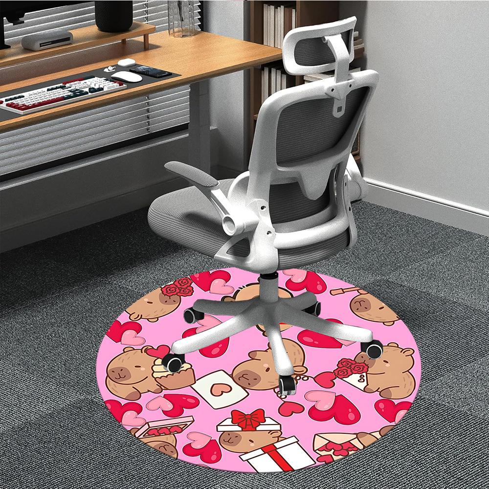 1pc Capybara Pattern Office Round Rug, Non-slip, Soft and Durable Office Rug for Interior Decoration, Perfect for Office,Decoration yy260204033