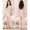 Пижамы женские весна осень хлопковые пижамы комплект с длинными рукавами брюки для мам среднего возраста домашняя одежда свободные костюмы больших размеров