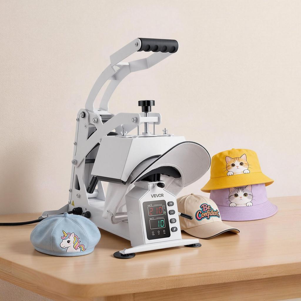 Hat Heat Press Machine, 215 x 100 mm Large Heating Plate, with Caps Stretcher, Precise Temperature & Time Control, Heat Press for Hats and Caps, for