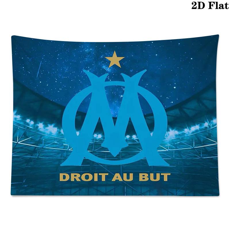Olympique de Marseille Wall Tapestry Aesthetic Wall Hanging Printed Fabric Blanket Decorative Tapestries for Bedroom Living Room Home Decor