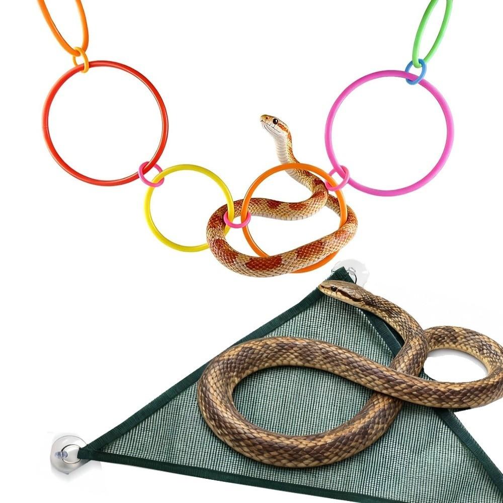 Stability Rings Swing Perch with Rope Snake Enrichment Toys Terrarium Decor Reptile Hammock Snakes