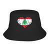 Lebanon Flag Heart Bucket Hat for Girl Summer Vocation  Bob Hats for Outdoor Caps