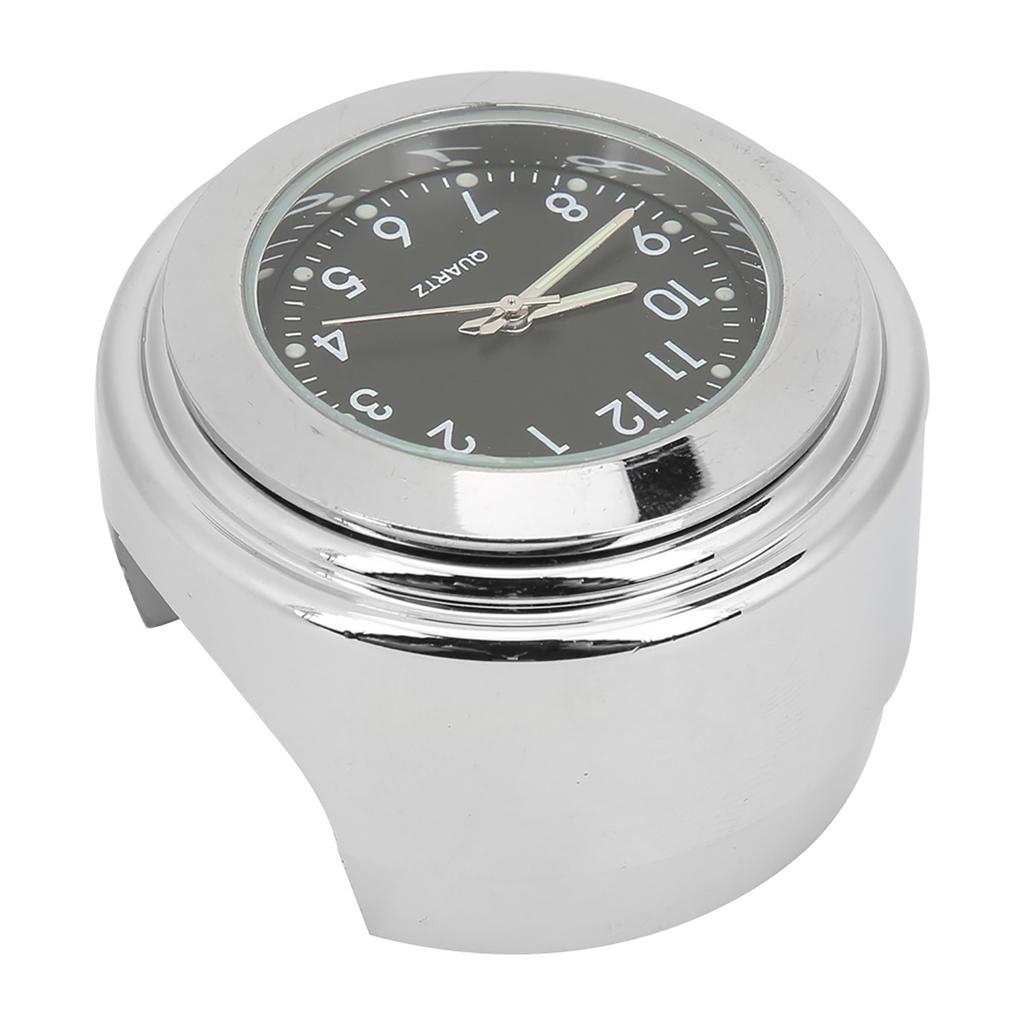 Водонепроницаемые мотоциклетные часы с хромированным покрытием, часы с циферблатом для велосипеда для рулей 7/8 дюйма - 1 дюйм, черный циферблат