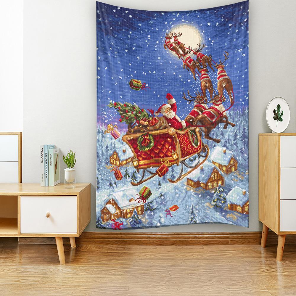 Новый год Рождество Санта-Клаус настенный гобелен арт-деко одеяло занавес висит дома спальня гостиная украшение