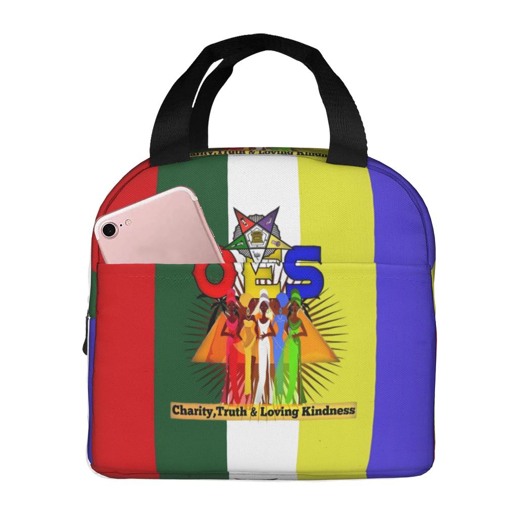 Order Of The Eastern Star Logo Thermal Insulated Lunch Bags Women Portable Lunch Container for School Multifunction Food Box