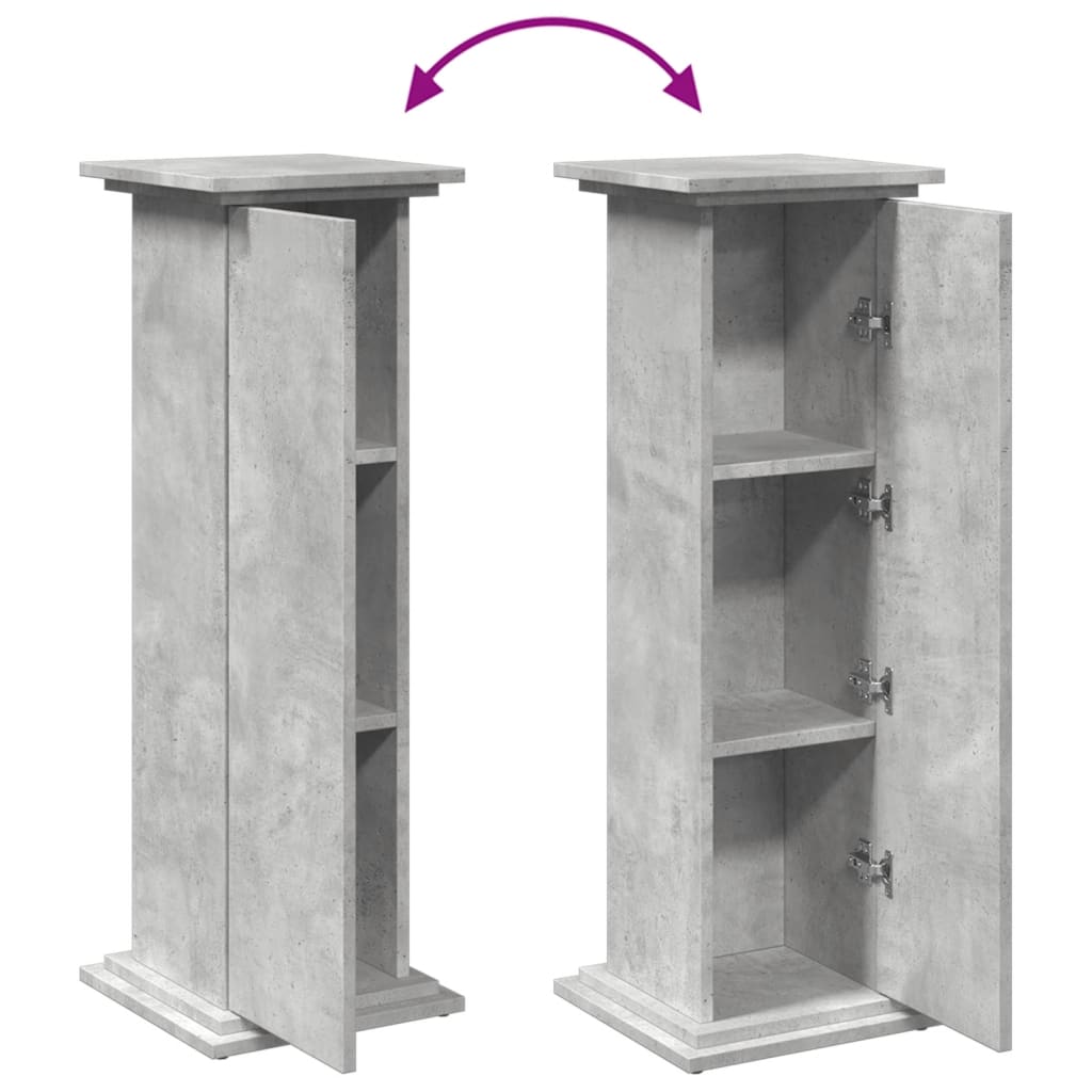 Concrete Grey Plant Stand with Storage Space 31 x 30 x 90 cm Engineered Wood