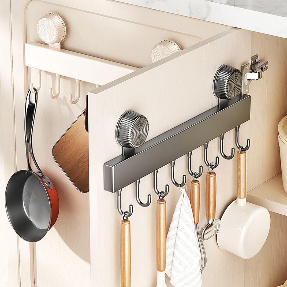 Wall-mounted Suction Cup Hooks Detachable Space Saving Clothes Hanger with Movable Hook Bathroom Rack Behind The Door