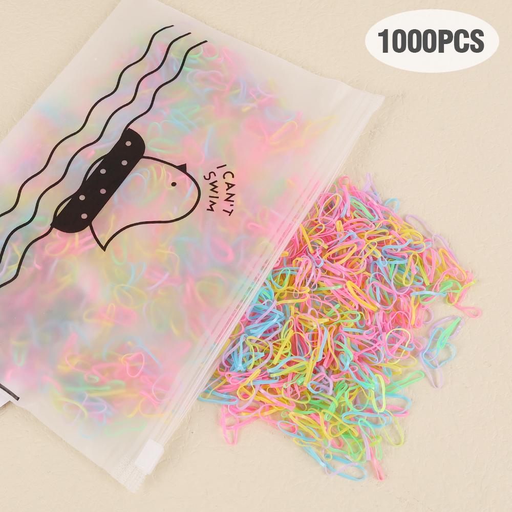 1000 шт. Цветные одноразовые резинки для волос, scrunchie для детей, девочек, эластичная резиновая лента, держатель для хвоста, аксессуары для волос, резинки для волос