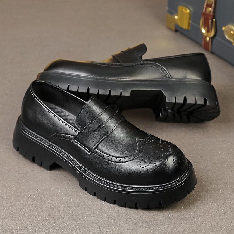 Классические мужские лоферы черные и коричневые мужские удобные на толстой подошве противоскользящие кожаные туфли высокого класса размер 38-46 мужская обувь