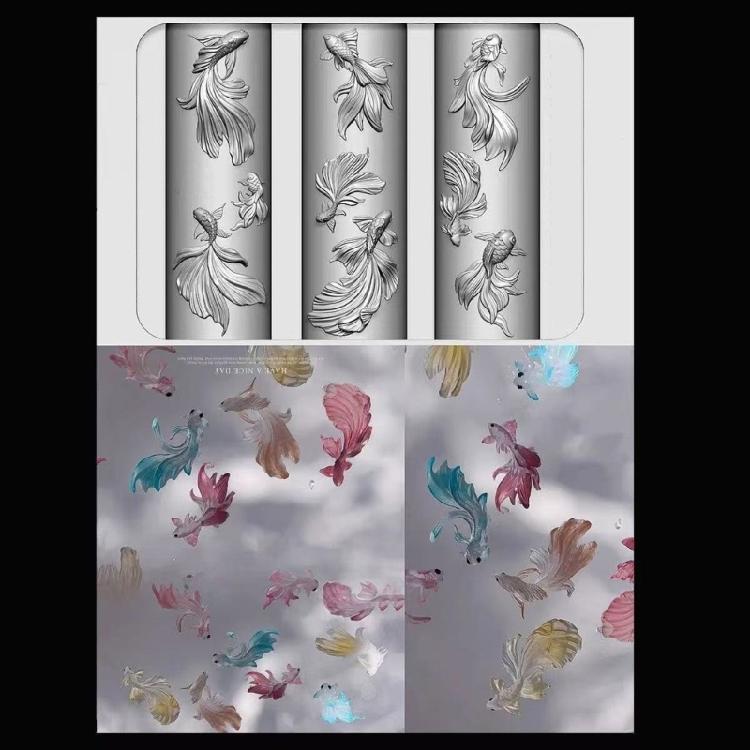 Silicone Nail Art Template With Aquatics Animal Reliefs Including Dolphin Clam and Starfish for Creative Designs