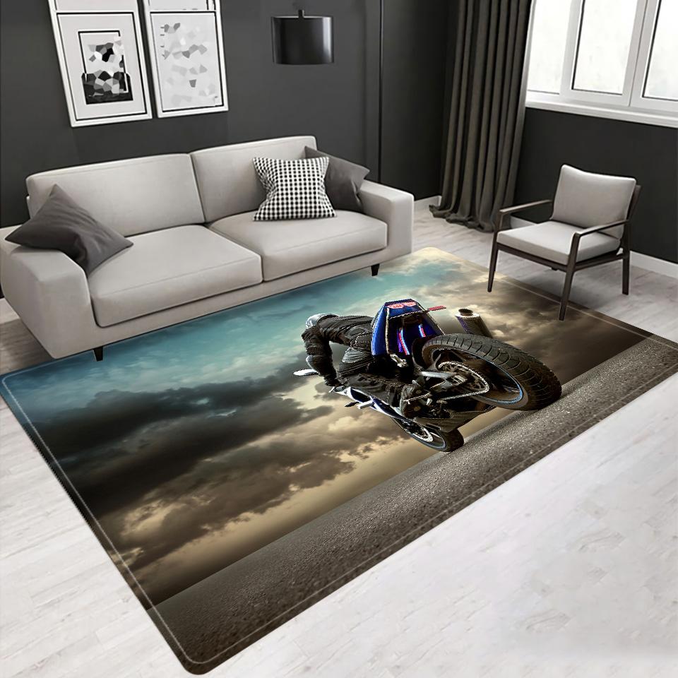 Винтажный Классический Мотоциклетный Гараж 3D Печатный Ковер Гостиная Ретро Гоночный Автомобиль Большой Ковер Домашний Декор Спальня Нескользящий Коврик для Пола