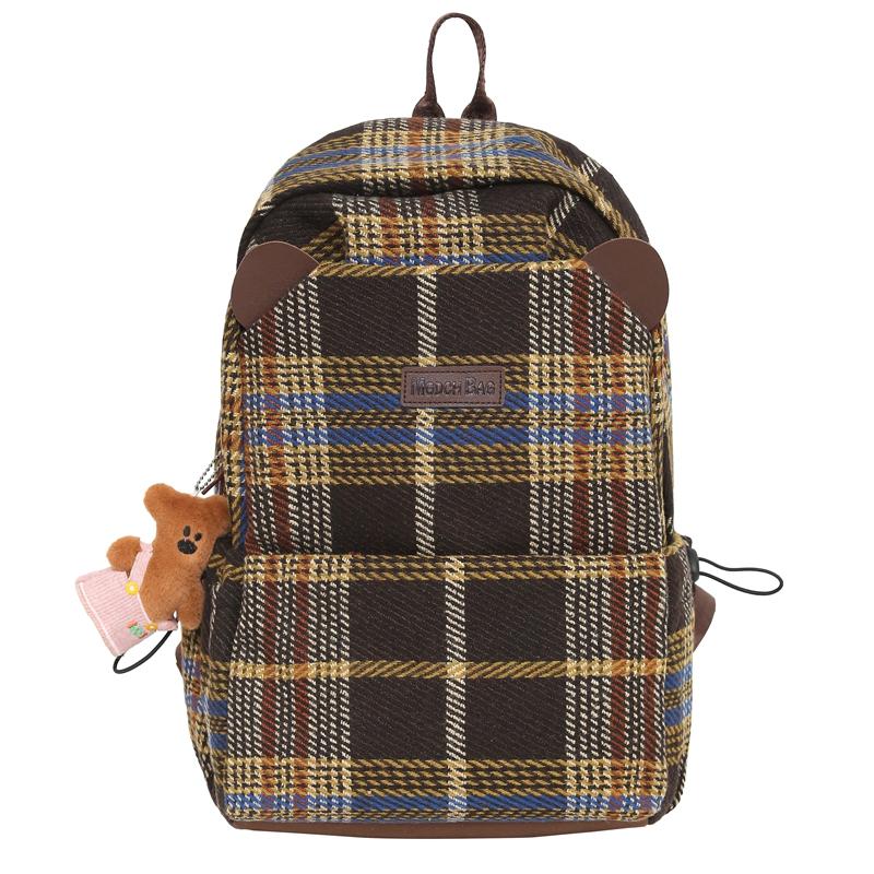 Винтажный клетчатый школьный рюкзак для женщин