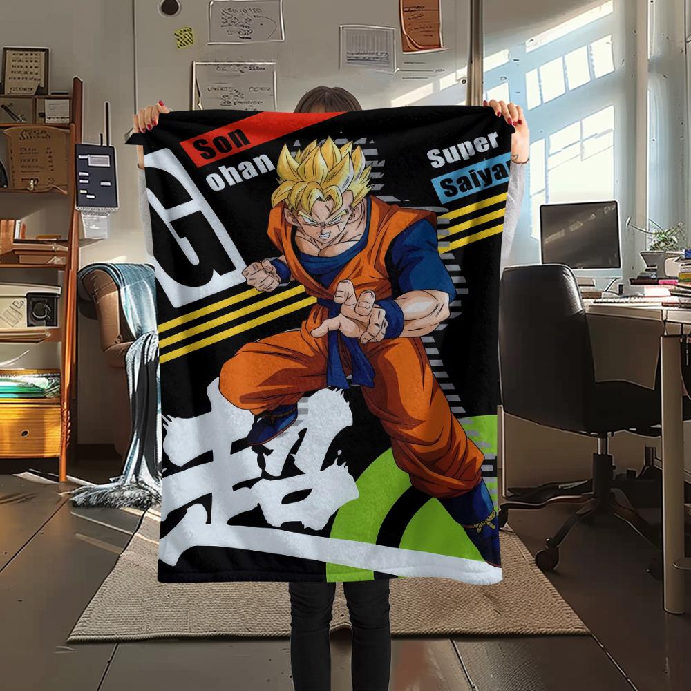 Фланелевое одеяло с принтом персонажей Dragon Ball, Высококачественное, Удобное для всех сезонов, Декор для дома, Тепло и уют, Идеально для рождественских подарков
