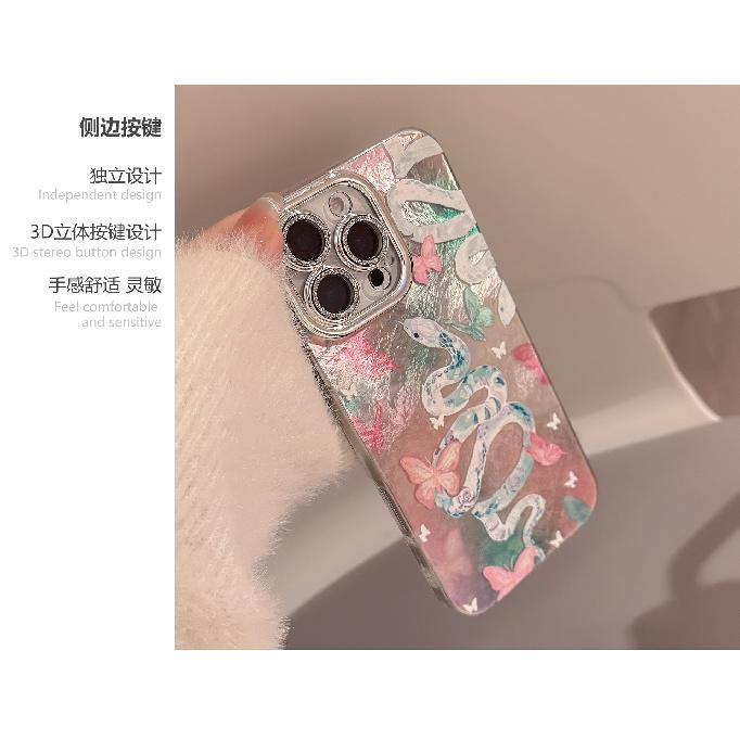 Zodiac Snake Pink Butterfly Case for iPhone 16, 17 Pro Max, iPhone 14, 13, 11 - Full Protection, Hard Case