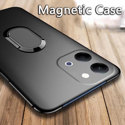 For VIVO IQOO Z11 Lite Case Finger Metal Ring Kickstand Phone Case Car Holder Matte Soft Silicone Housing for Vivo Iqoo Z11 Lite Phone Casing
