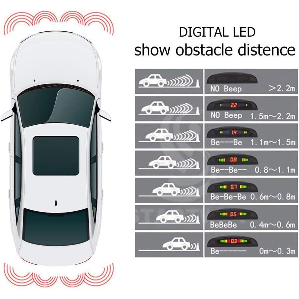 Автомобильный радар заднего хода, датчик движения спереди и сзади, ЖК-дисплей, звуковой предупреждающий зуммер