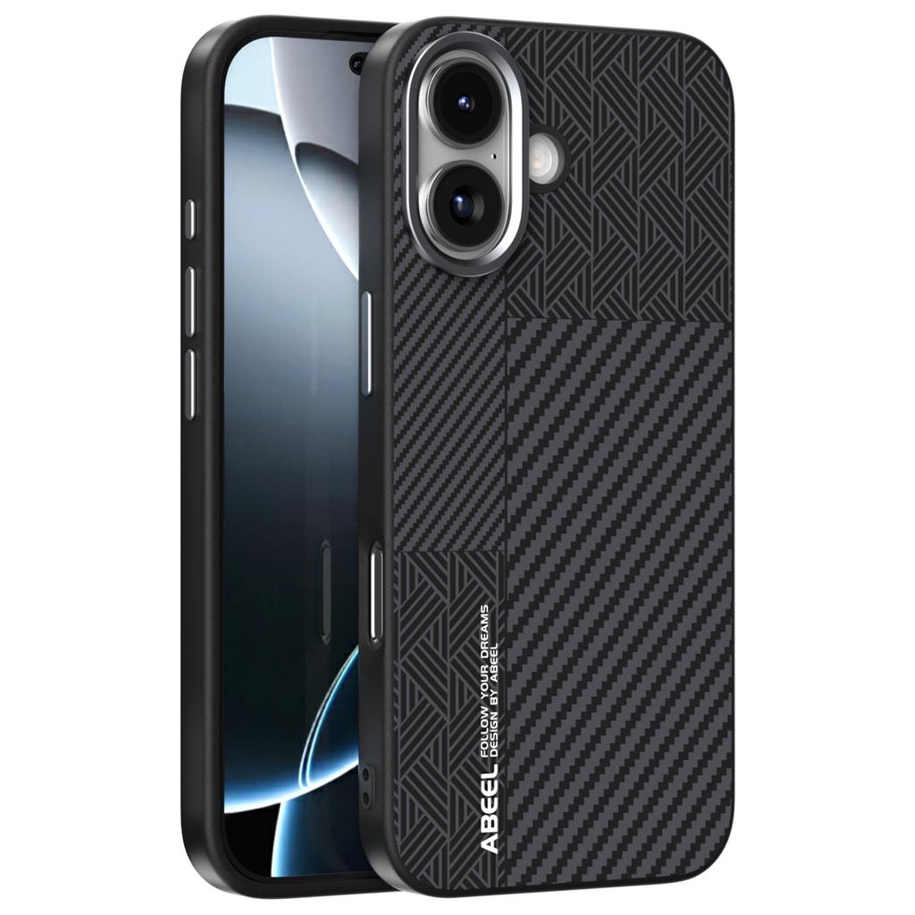 ABEEL For iPhone 17 Case PC + TPU + Aluminum Alloy + PU Leather Slim Phone Back Cover Compatible with MagSafe