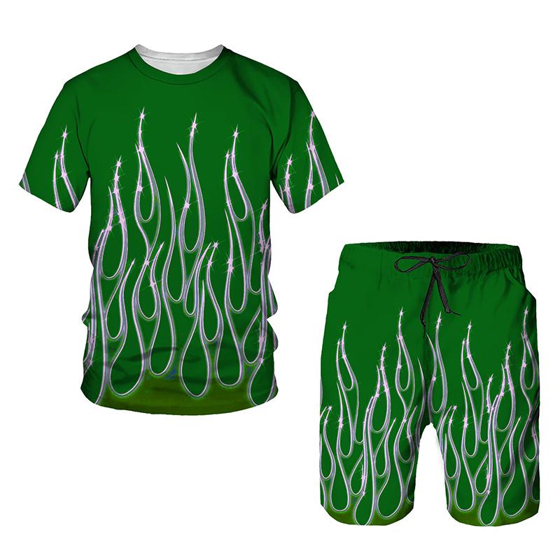 Летний модный мужской комплект из двух предметов, летняя футболка и спортивные шорты для бега, фитнеса, повседневная спортивная одежда с короткими рукавами, спортивный костюм