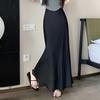 Women Fishtail Skirt High Waist Hip Wrapped A-Line Long Skirt Solid Color Comfortable Figure-flattering Skirt