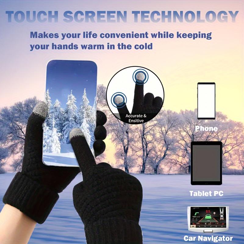 4 шт. Зимние перчатки - Очень теплые, эластичная вязка с мягкой ладонью, противоскользящий захват, ветрозащитные и для активного отдыха